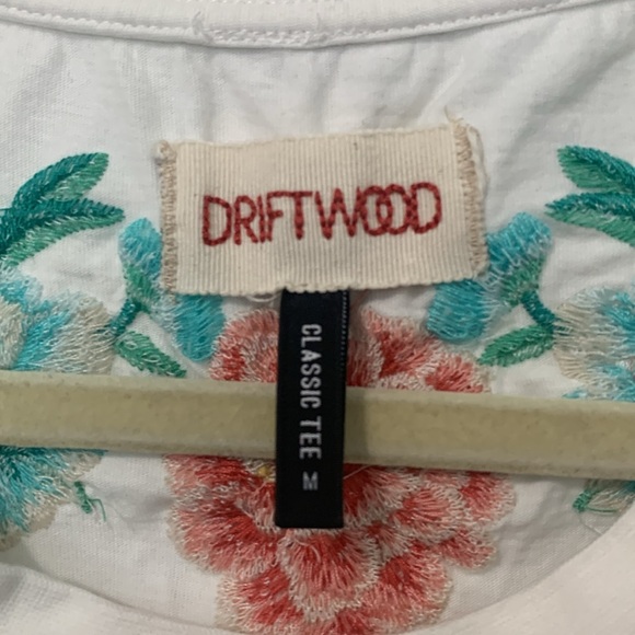 Driftwood Boho Floral Embroidered Classic Tee Short Sleeve Shirt - Picture 3 of 9